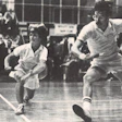 1980 U.S. mixed doubles champions Judianne Kelly and Mike Walker show the intensity needed in competitive indoor badminton.
