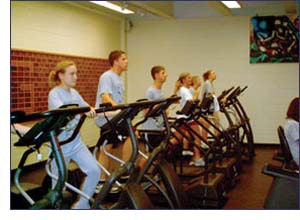 Photo of students using the fitness center at Buffalo Grove (Ill.) High School