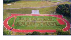 Photo of a damaged football field