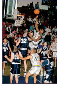 Photo of men's basketball game