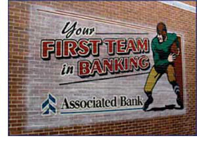 Photo of painted brick wall at Lambeau Field