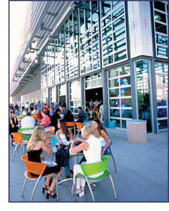 Photo of students sitting outside of the Chandler-Gilbert Community College Student Center