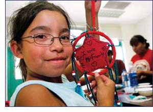 Photo of a camper at Native Vision summer sports camp