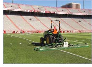 Turf maintenance at the University of Nebraska's Memorial Stadium