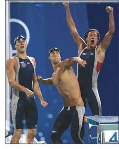 USA's 2004 Summer Olympic swimmers outfitted in Speedo suits
