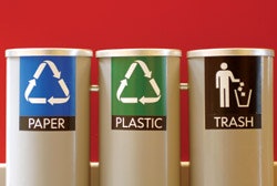 Photo of recycle and trash bins