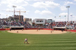 Photo of a natural grass baseball field