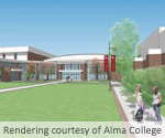 Rendering of the Alma (Mich.) College arena and convocation center