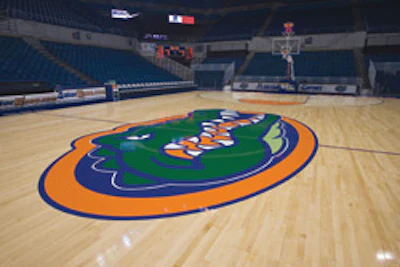 Photo of basketball court flooring