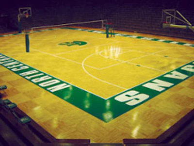 Photo of the basketball court floor at North Central
