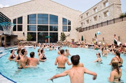 OUTSIDE SHOTS Activities at Truman's Pond at the University of Missouri-Columbia Student Rec Complex include water basketball and, of course, socializing.