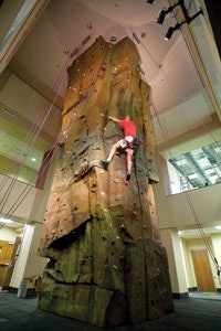 Photo of the climbing tower in the Recreation, Fitness and Wellness Center at the University of Southern Indiana