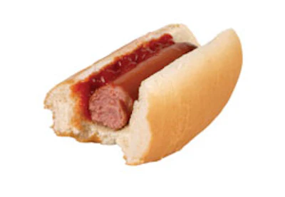 Photo of a ballpark hotdog