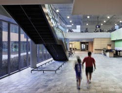 Photo of the Centegra Health Bridge Fitness Center's freestanding staircase