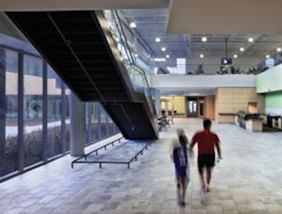 Photo of the Centegra Health Bridge Fitness Center's freestanding staircase