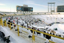 UNFROZEN TUNDRA The Green Bay Packers suffer no shortage of snow or snow-removal help at Lambeau Field. (Photo courtesy of the Green Bay Packers)