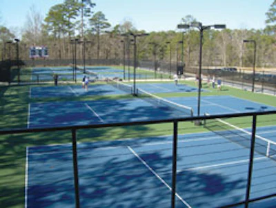 The outdoor tennis facility at Samford University