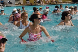 Photo of an outdoor water aerobics class
