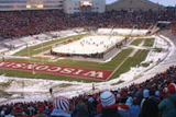 WINTER 'CAMP' February hockey could be accommodated in the University of Wisconsin's football venue only after pipes were insulated and restrooms brought back online.
