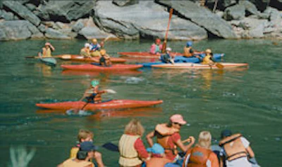 Photo of a physical education class kayaking