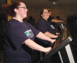 WINNING WEIGHS The mother/daughter team of Nicole, left, and Nancy Padilla, worked out at Elevations Health Club during the Great Pocono Weight Race.