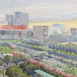 Rendering of a park to be built on a deck structure above Dallas' Woodall Rodgers Freeway