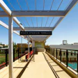 SURF AND TURF The Riach Stadium Terrace overlooks the football field and outdoor natatorium at Chapman University.
