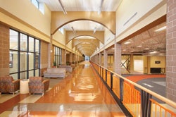 STRAIGHT DOWN THE LINE The Waverly Community Wellness Center at Wartburg College is organized around a classic double-loaded corridor with activity spaces on either side.