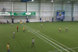 WIDE OPEN An advantage of boardless soccer is that players can practice their throw-ins and touch-line ball handling just as they would on an outdoor field.