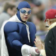 MAN OF ALUMINUM, ETC. Captain Plastic collects all sorts of recyclables during Seattle Mariners games.