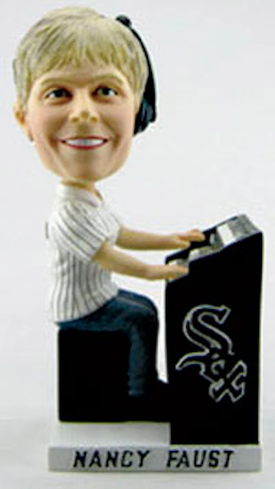 Bobblehead of Chicago White Sox organist Nancy Faust