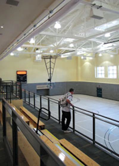 AUXILIARY FUNCTIONS The second gym at California State University, Sacramento, features a rolled sheet surface that is wellsuited for sports such as indoor soccer and volleyball.