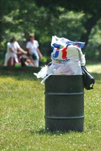 Photo of a garbage can in a neighborhood park, a sight no longer seen in St. Lucie County, Florida