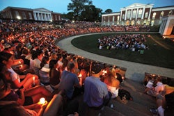 Photo of a vigil honoring University of Virginia women's lacrosse player Yeardley Love