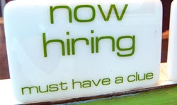 Photo of a now hiring sign