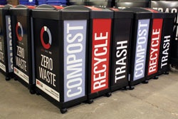 Dedicated waste receptacles, manufactured in-state from recycled plastics, will debut inside Ohio Stadium this fall. (Photo courtesy of The Ohio State University)