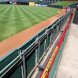 Until railing heights are adjusted at Rangers Ballpark, warning signs discourage fans from engaging in high-risk behaviors. (AP Photo/The Fort Worth Star-Telegram, Ron Jenkins)