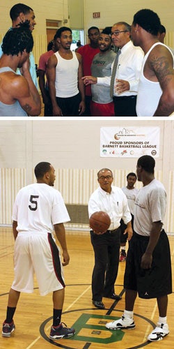 Columbus Mayor Michael B. Coleman addresses a group of young men participating in activities at the Barnett Center, one of four recreation centers in the city hosting APPS programming. (Photos courtesy of Columbus Recreation and Parks Department)