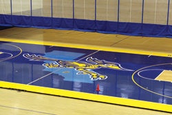 California State University Bakersfield administrators hope a portable all-blue basketball court draws national attention to the Roadrunners this season. (Photo courtesy of California State University Bakersfield)