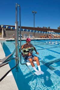 Compliance with the new ADA Standards for pools going into effect next spring can be as simple as adding a lift. (Photo courtesy of Aquatic Design Group)