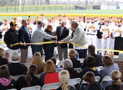 Adrian College president Jeffrey Docking is no stranger to ribbon-cutting ceremonies; this one in 2011 opened a pavilion honoring a student lost to cancer.