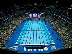 FROM HERE TO ETERNITY The competition pool used at the 2008 U.S. Olympic Swim Trials (above) is now a permanent fixture in a 54,000-square-foot facility operated by Virginia's Greater Richmond Aquatics Partnership (below). (Photo courtesy of USA Swimming)