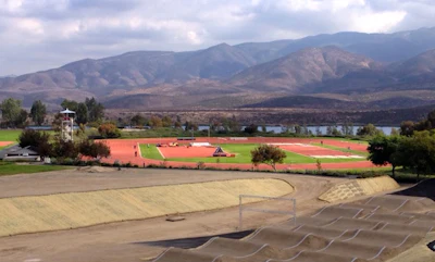 The track and field facility and the BMX training course at the OTC.