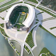 An aerial rendering of Baylor's new on-campus football stadium. Populous is the lead architect on the project.