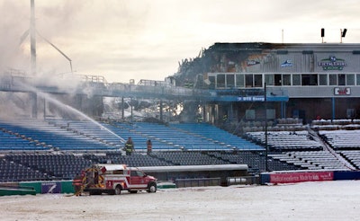 Firefighers Put Out A Fire At Fifth Third Ballpark (photo By Cory Morse, M Live