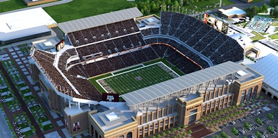 A rendering of the redeveloped Kyle Field. (Photos via Texas A&M University)