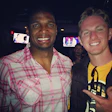 AB's Michael Gaio and Michael Sam celebrate Sam's three-sack performance in Missouri's win over the Florida Gators in October.