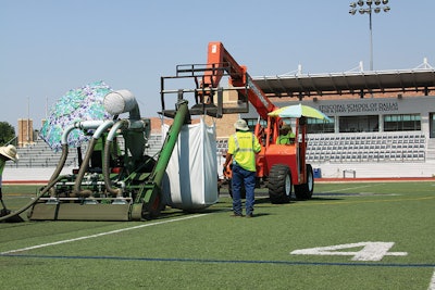 NEW LIFE G9 Turf’s rejuvenation process entails extracting compacted infill from the field using specialized equipment.