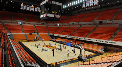 Gallagher-Iba Arena houses the OSU sports hall of fame and is connected to the school's football stadium.