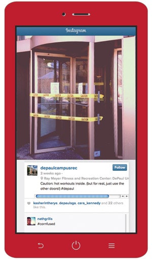 SMART TALK DePaul Rec’s clever spin on an inoperable revolving door resonated with Instagram followers.